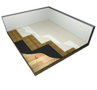 Șapă uscată cu două straturi de căptușeală din plăci din gips-carton pe un substrat de lemn