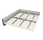 Plafoane suspendate cu placare triplă din plăci din gips-carton pe o grilă cu două niveluri